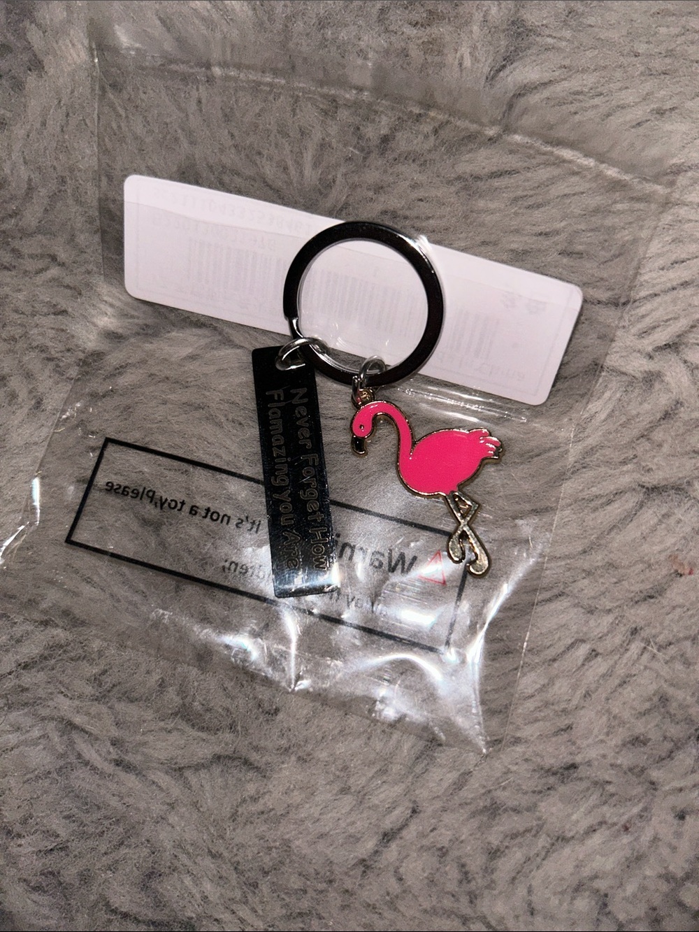 Pink Flamingo Enamel Keychain Charm - Women Accessories